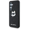 Karl Lagerfeld Samsung Galaxy S25 Plus - Monogram Choupette Head Pin - Σκληρή Θήκη με Επένδυση Συνθετικού Δέρματος  - Black - KLHCS25MPGKLCHPK