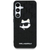 Karl Lagerfeld Samsung Galaxy S25 Plus - Monogram Choupette Head Pin - Σκληρή Θήκη με Επένδυση Συνθετικού Δέρματος  - Black - KLHCS25MPGKLCHPK