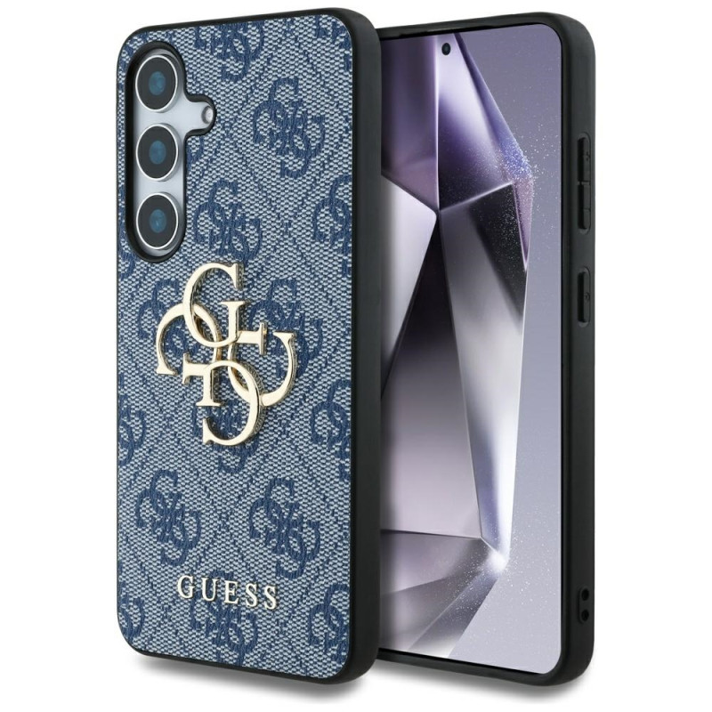 Guess Samsung Galaxy S25 - 4G Big Metal Logo - Θήκη με Επένδυση Συνθετικού Δέρματος - Blue - GUHCS25S4GMGBL