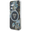 Guess Samsung Galaxy S25 - Glitter Flowers Triangle Buttons MagSafe - Σκληρή Θήκη με Πλαίσιο Σιλικόνης - Black - GUHMS25SHFLPEDK