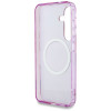 Guess Samsung Galaxy S25 - Glitter Flowers Triangle Buttons MagSafe - Σκληρή Θήκη με Πλαίσιο Σιλικόνης - Purple - GUHMS25SHFLPEDU