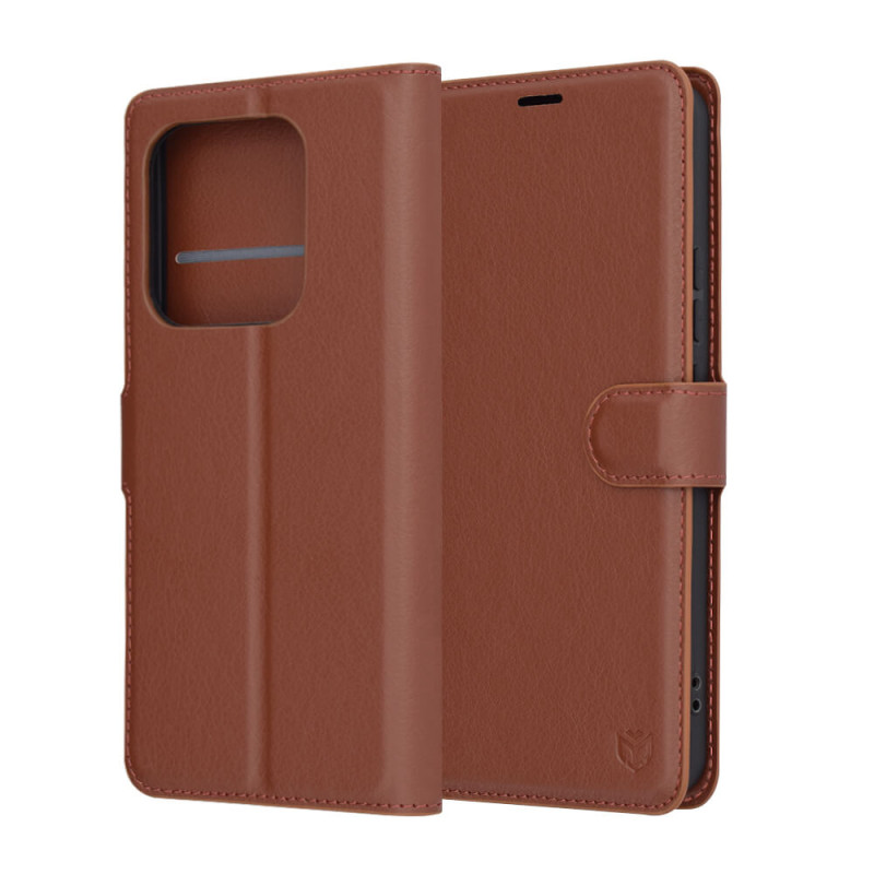 Techsuit Xiaomi Redmi Note 14 5G - Leather Folio - Θήκη Πορτοφόλι από Δερματίνη με Stand - Brown