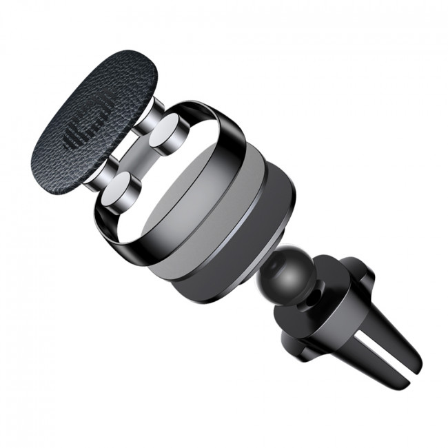 Baseus Privity Pro Air Vent Magnetic Car Mount Holder for Smartphones / iPhones - Μαγνητική Βάση Αυτοκινήτου Αεραγωγού με Δέρμα - Black - SUMQ-PR01