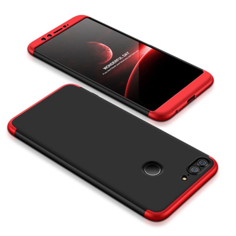 GKK Honor 9 Lite Θήκη 360 Full Body - Black / Red