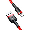 Baseus Kevlar Lightning Quick Charge Cable - Υψηλής Ταχύτητας Καλώδιο Lightning Γρήγορης Φόρτισης 2.4A 1M - Red - CALKLF-B09