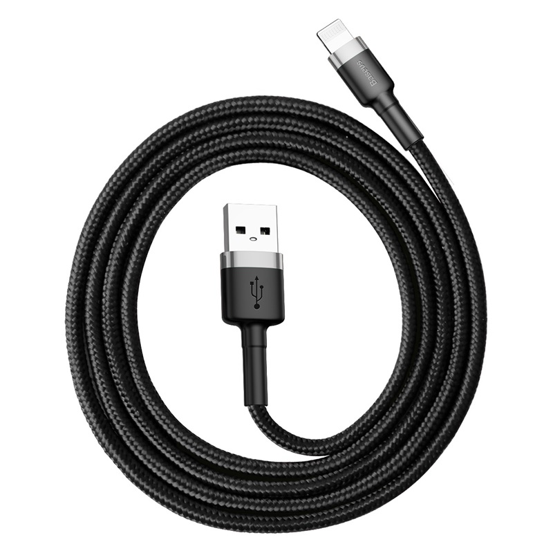 Baseus Cafule Cable Lightning 2.4A - Καλώδιο Δεδομένων και Φόρτισης Lightning 1M για iPhone  - Black / Grey - CALKLF-BG1