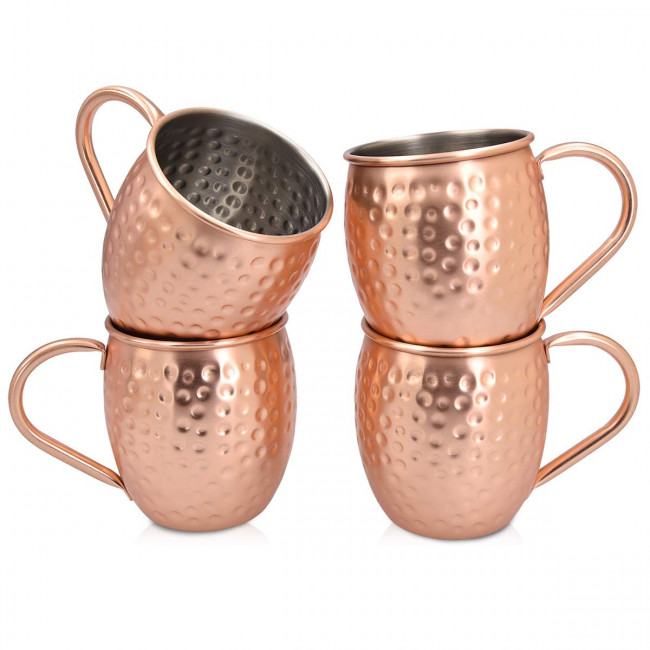 Navaris Moscow Mule Σετ με 4 Κούπες για Cocktail από Ανοξείδωτο Ατσάλι και Επίστρωση Χαλκού - 500ml - Copper - 46859.01