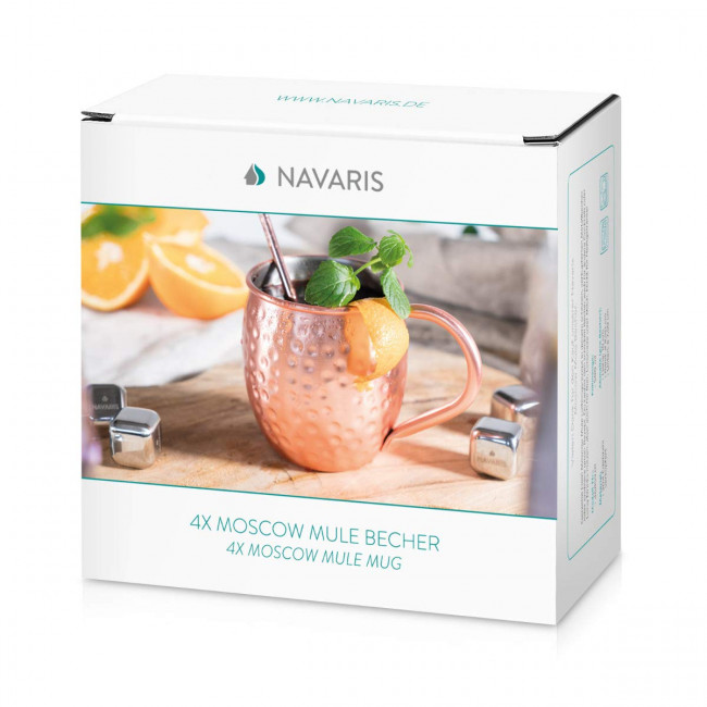 Navaris Moscow Mule Σετ με 4 Κούπες για Cocktail από Ανοξείδωτο Ατσάλι και Επίστρωση Χαλκού - 500ml - Copper - 46859.01