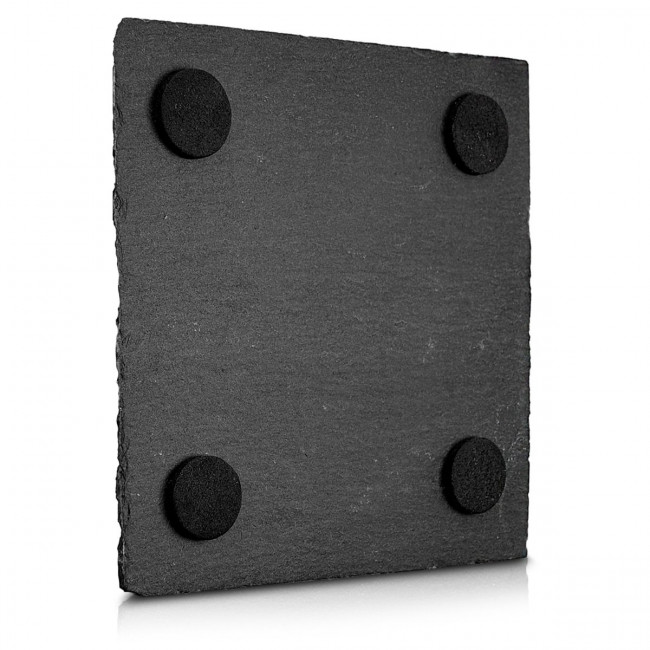 Navaris Natural Slate Glass Coasters Σετ με 4 Τετράγωνα Σουβέρ από Σχιστόλιθο - Grey Stone - 42181