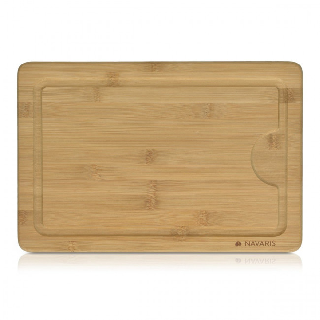 Navaris Natural Bamboo Wooden Cutting Board Ξύλινη Επιφάνεια Κοπής - 35 x 23.5 x 1.8 cm - Light Brown - 39539