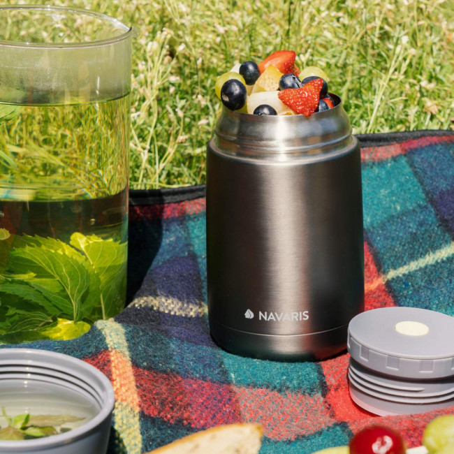 Navaris Vacuum Insulated Food Jar Θερμός από Ανοξείδωτο Ατσάλι με Καπάκι-Δοχείο Για Φαγητό - 650ml - Dark Gray - 47325.2.19