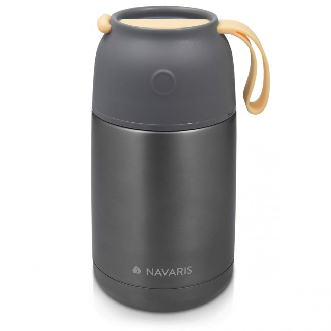 Navaris Vacuum Insulated Food Jar Θερμός από Ανοξείδωτο Ατσάλι με Καπάκι-Δοχείο Για Φαγητό - 650ml - Dark Gray - 47325.2.19