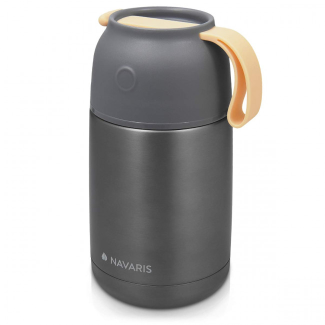 Navaris Vacuum Insulated Food Jar Θερμός από Ανοξείδωτο Ατσάλι με Καπάκι-Δοχείο Για Φαγητό - 650ml - Dark Gray - 47325.2.19